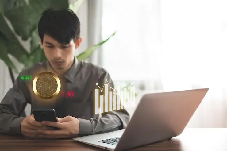 Charting a Passive Income Crypto Strategy with digital coins and trading graphs